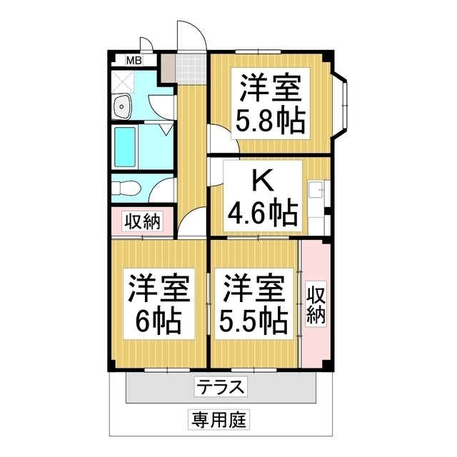 長野市大字西尾張部のマンションの間取り