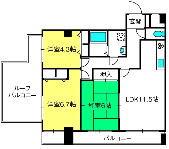 【ハイネス巽の間取り】