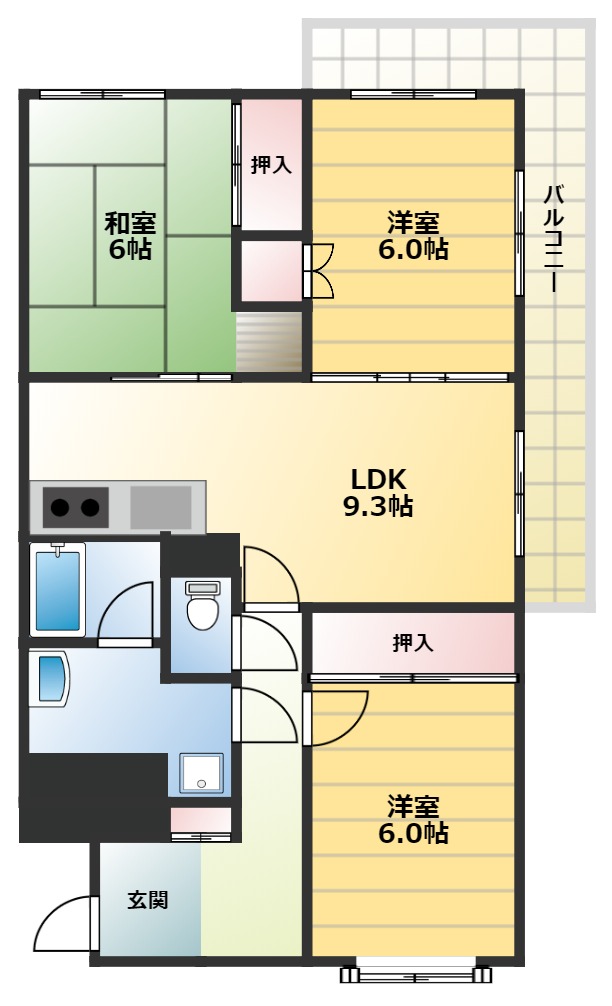 藤井寺市春日丘のマンションの間取り