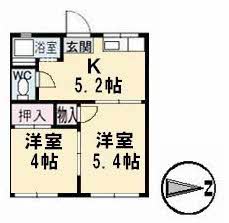 倉敷市中島のアパートの間取り