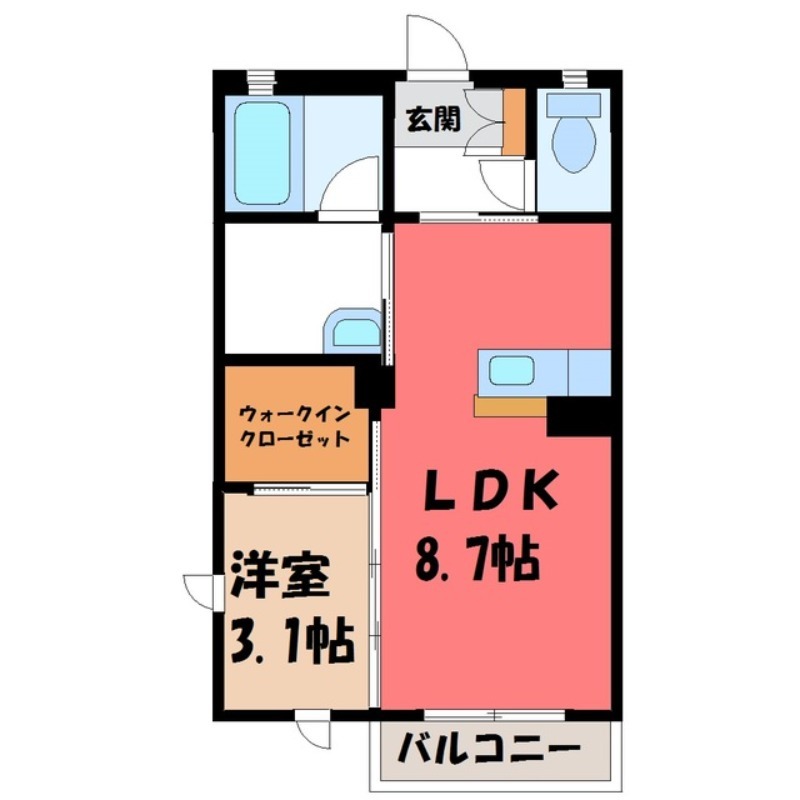 筑西市榎生のアパートの間取り