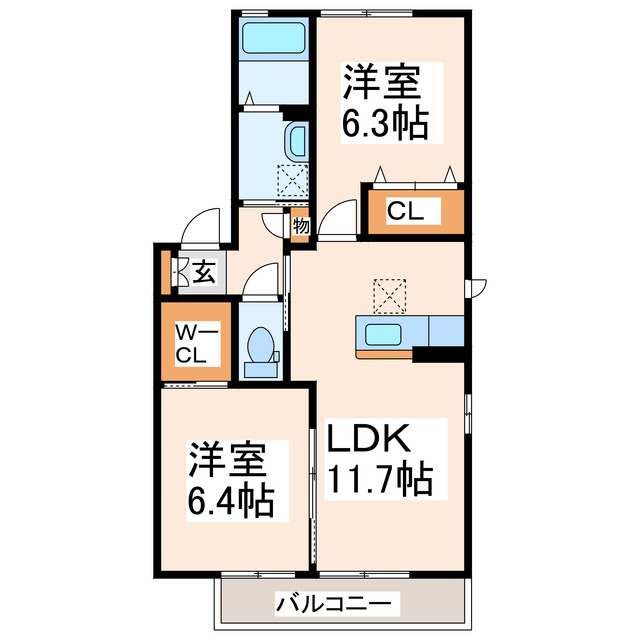 熊本市中央区出水のアパートの間取り