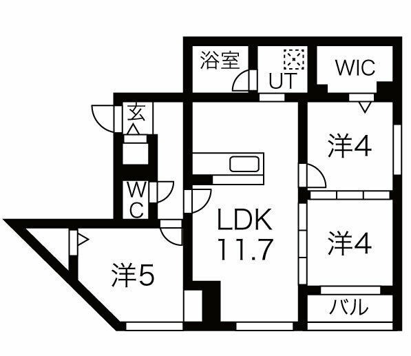 札幌市東区北三十四条東のマンションの間取り