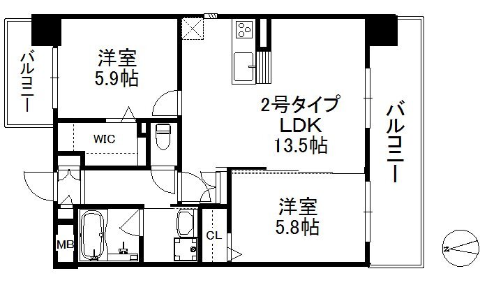 【福岡市西区愛宕南のマンションの間取り】