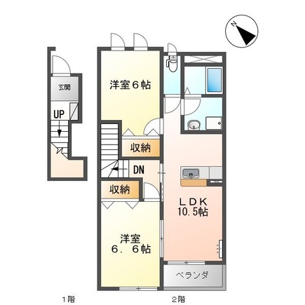 出雲市知井宮町のアパートの間取り