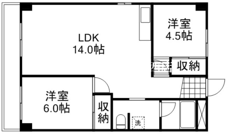 岡山市南区並木町のマンションの間取り