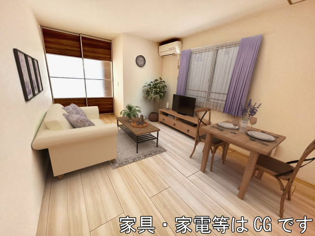 居室・リビング　ＬＤＫ　※家具・家電等はＣＧですが実寸サイズで作成しておりま