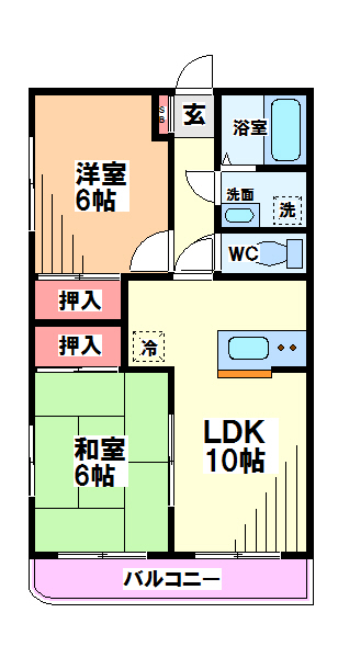 ＪＲ南武線 谷保駅 徒歩5分 4階建 築30年の間取り写真