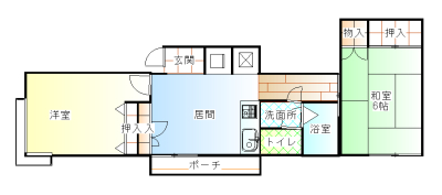 酒田市東泉町　２ＤＫアパートの間取り