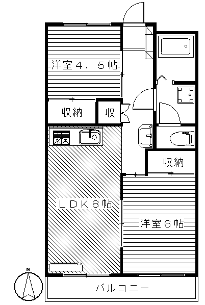 高崎市片岡町のマンションの間取り