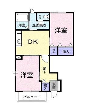 郡山市富久山町福原のアパートの間取り