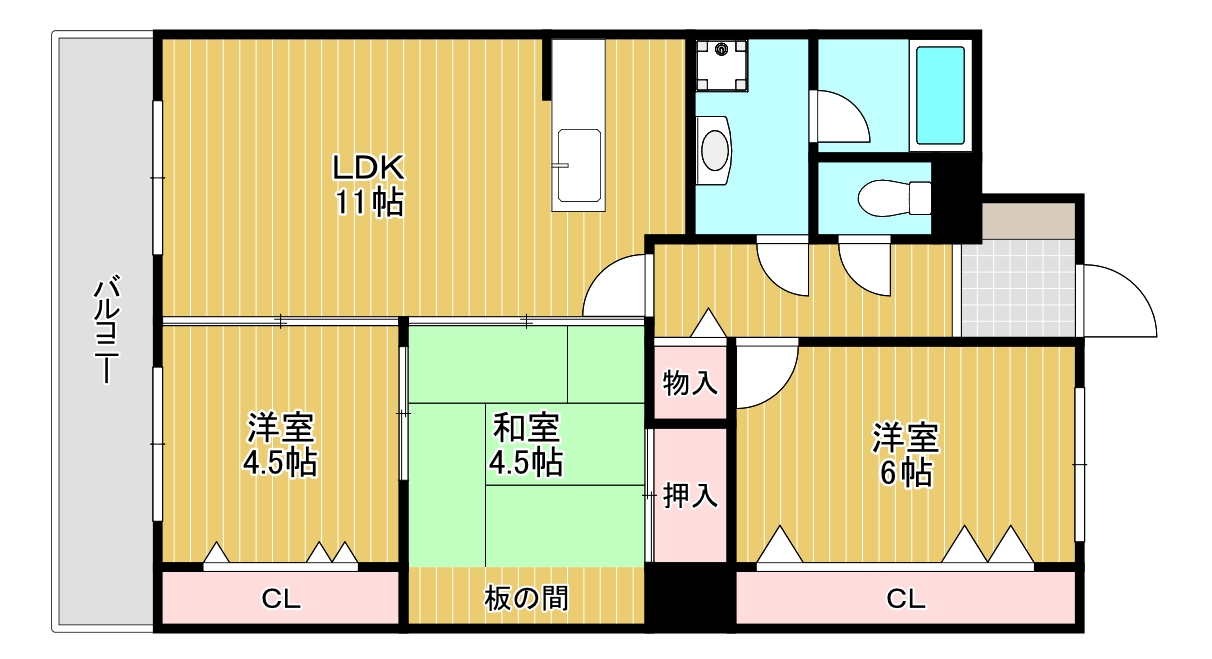 北九州市小倉北区足立のマンションの間取り