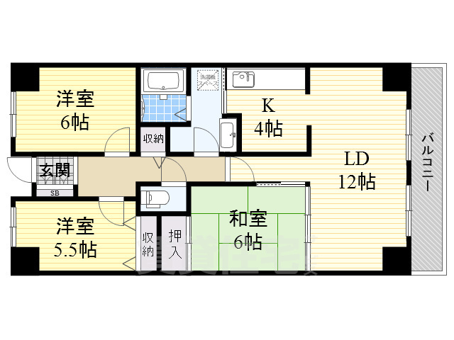 交野市天野が原町のマンションの間取り