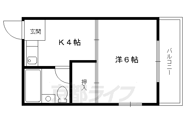 京都市左京区田中大久保町のマンションの間取り