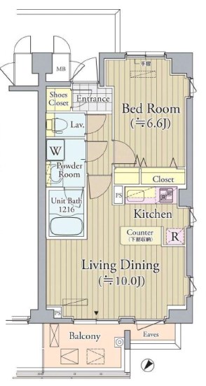 新宿区北新宿のマンションの間取り