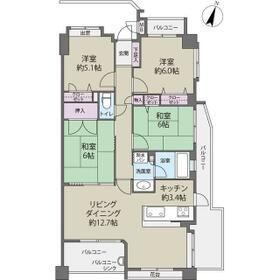 福岡市早良区西新のマンションの間取り