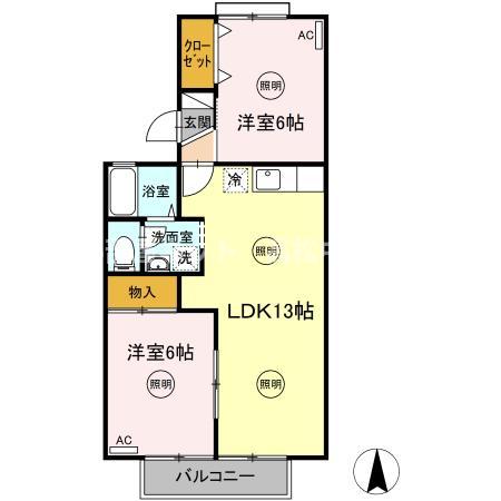 フリータウン香東 B棟の間取り