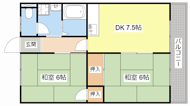 大津市唐崎のアパートの間取り