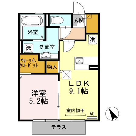 熊本市西区春日のアパートの間取り