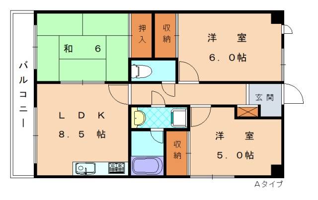 福岡市東区三苫のマンションの間取り