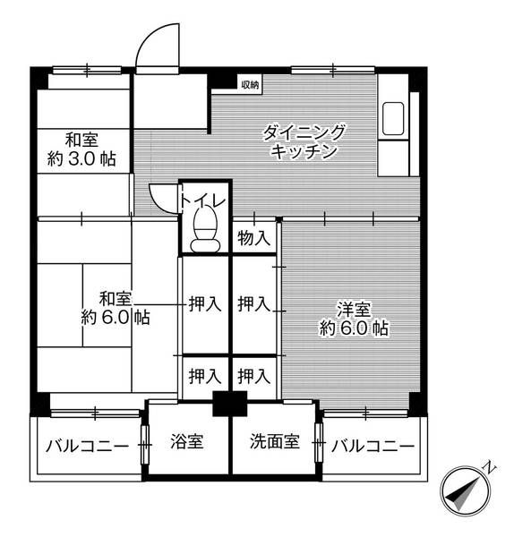 橿原市見瀬町のマンションの間取り