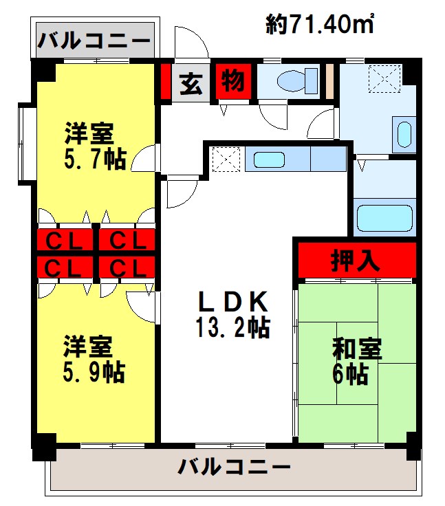 カサグランデ筑紫の間取り