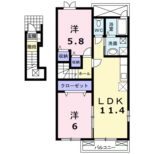 福山市新市町大字戸手のアパートの間取り