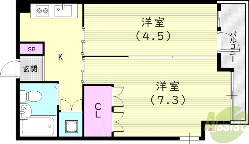 尼崎市武庫之荘本町のマンションの間取り