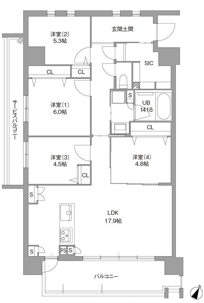 福岡市東区香椎照葉のマンションの間取り