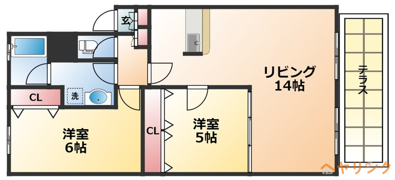 名古屋市港区六軒家のアパートの間取り