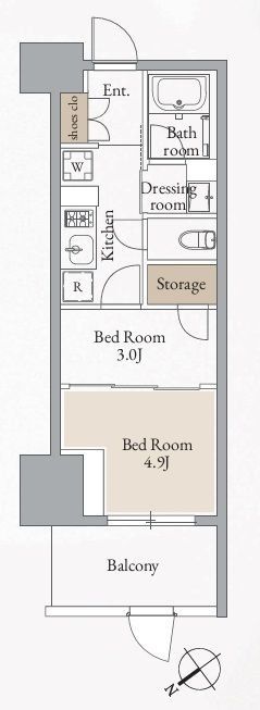 【新宿区西早稲田のマンションの間取り】