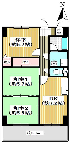 大阪市西成区梅南のマンションの間取り