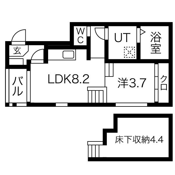 名古屋市中村区若宮町のアパートの間取り