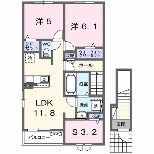 行橋市大字大野井のアパートの間取り