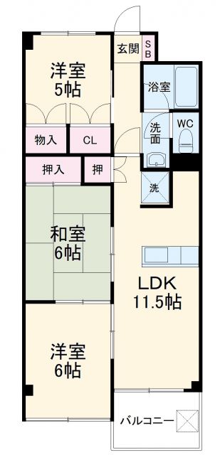 岐阜市岩栄町のマンションの間取り