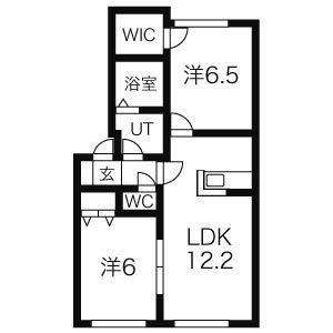 札幌市清田区里塚三条のアパートの間取り