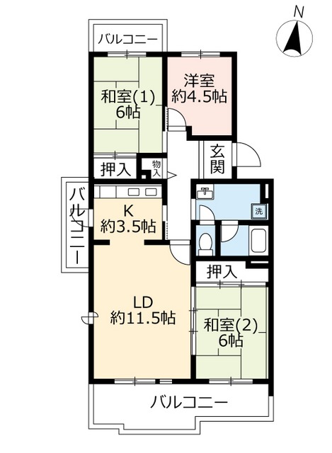 ＵＲグリーンタウン槇島の間取り