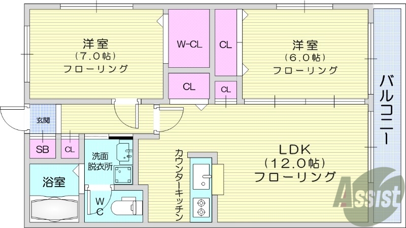 仙台市太白区四郎丸のマンションの間取り