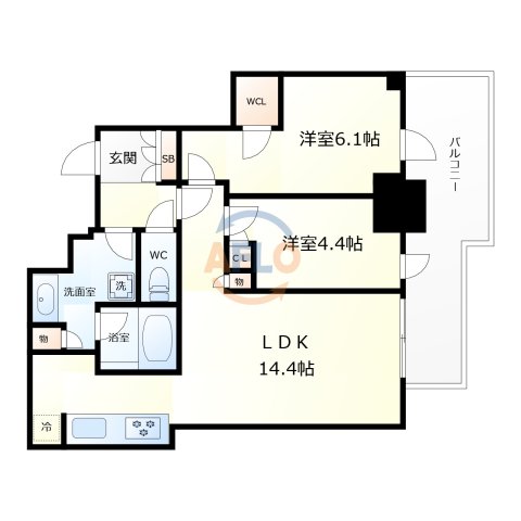 シエリアタワー大阪堀江の間取り