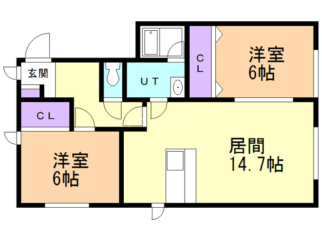 【北斗市中野通のアパートの間取り】