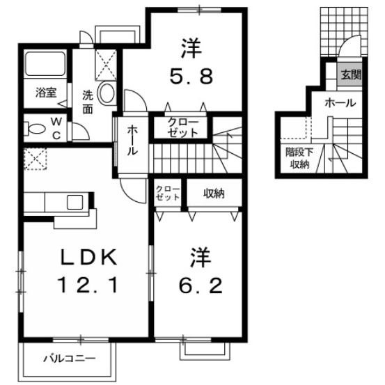 邑楽郡邑楽町大字中野のアパートの間取り