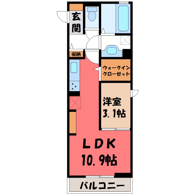 足利市田中町のアパートの間取り