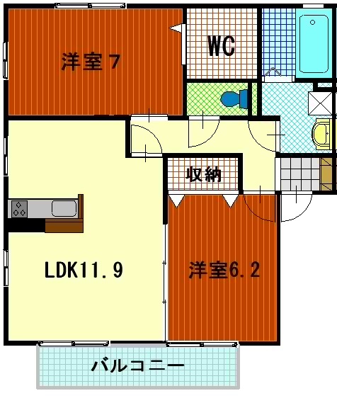 那珂郡東海村舟石川駅西のアパートの間取り