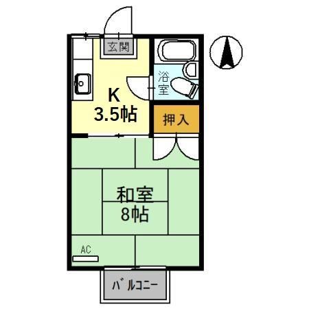 福井市光陽のアパートの間取り