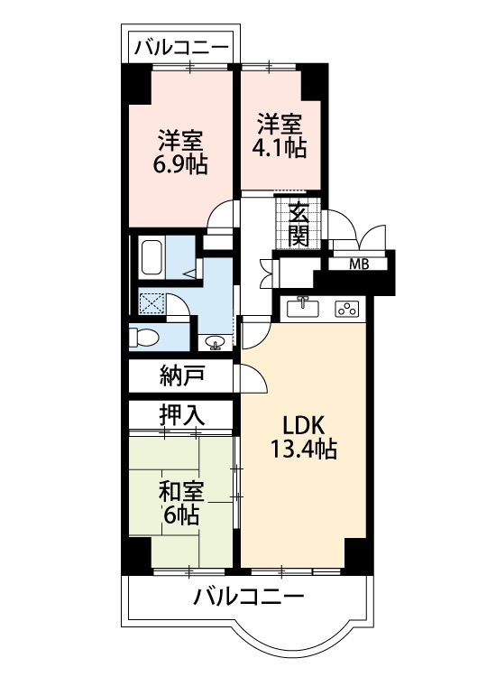 ユニハイム千里丘１号棟の間取り