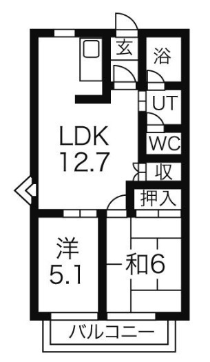 津市戸木町のアパートの間取り