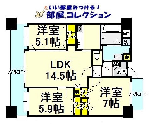 ニューサンリバー１２番館の間取り