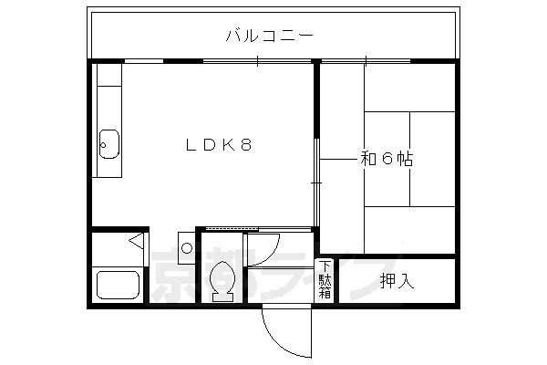 京都市伏見区深草直違橋９丁目のマンションの間取り