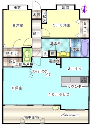 広島市安佐南区西原のマンションの間取り