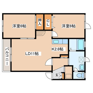 北海道札幌市西区西野九条４（アパート）の賃貸物件の間取り